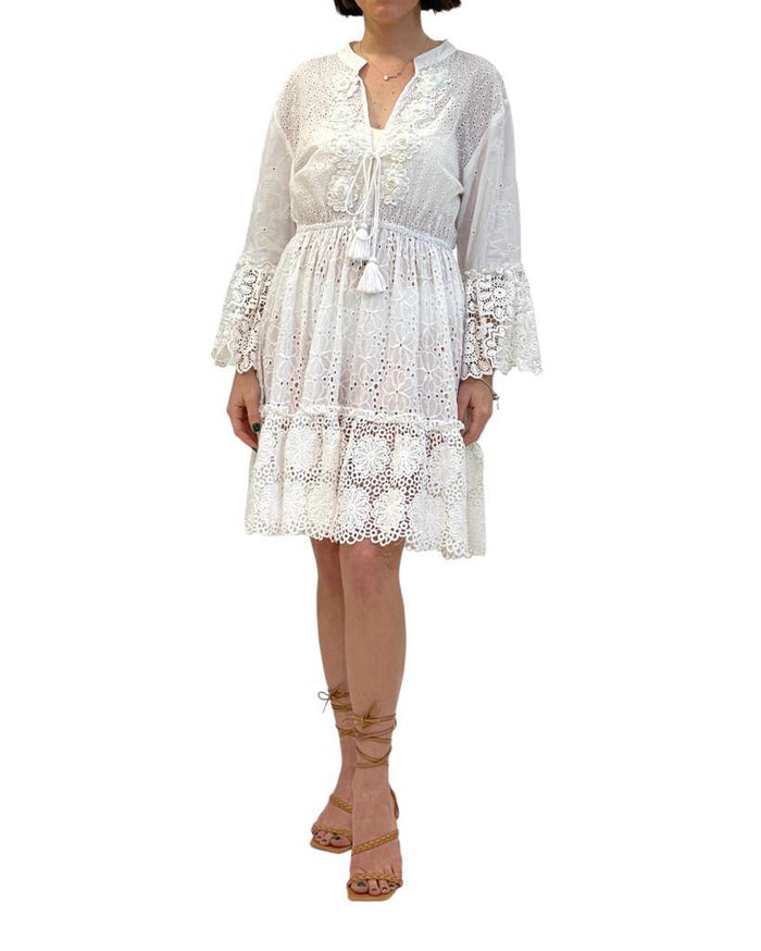 1441 White Long Sleeve Dress