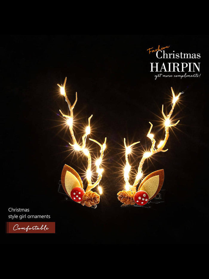 2-Pack LED Reindeer Antler Hair Clips