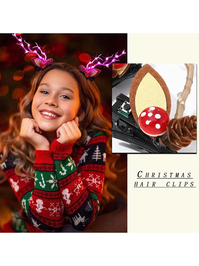 2-Pack LED Reindeer Antler Hair Clips