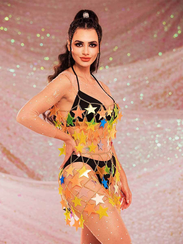 2 Piece Sparkle Set - Star Top + Metal Star Skirt