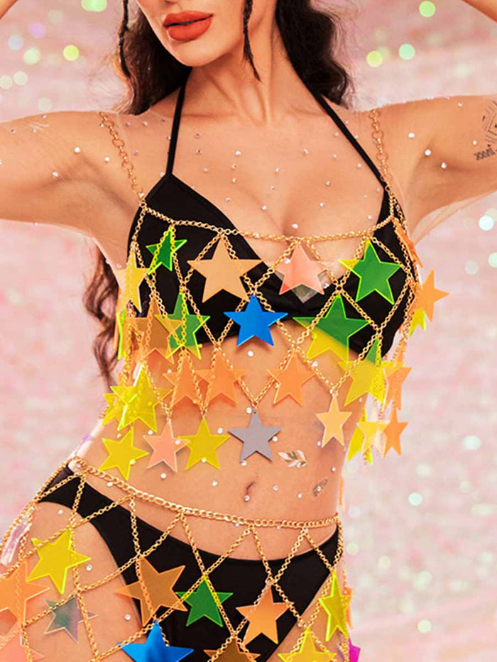 2 Piece Sparkle Set - Star Top + Metal Star Skirt