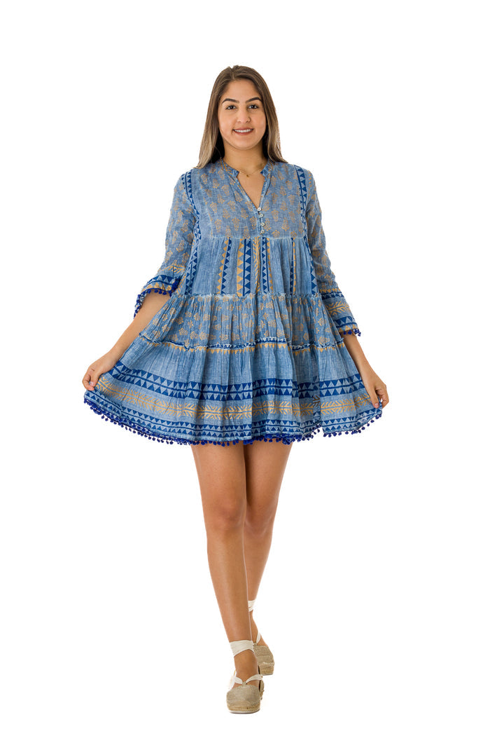 2496 Navy Long Sleeve Mini Dress