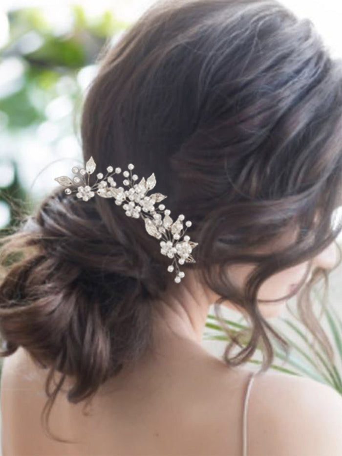 3-Pack Leaf-Shaped Pearl Wedding Hairpins