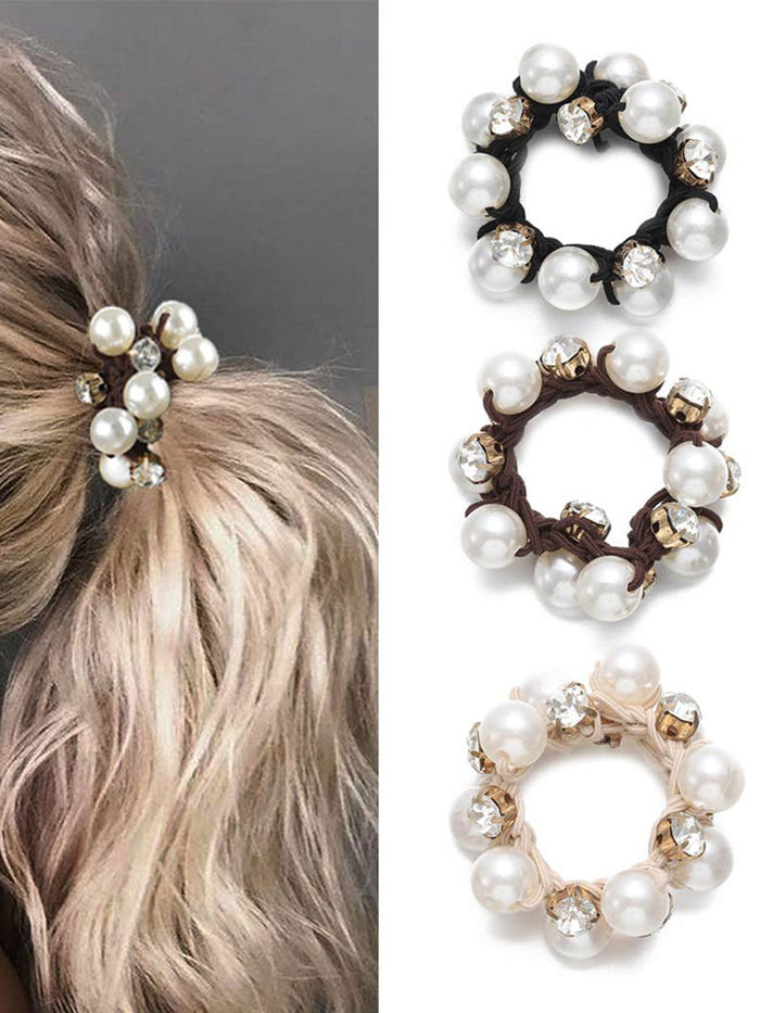 3-Pack Pearl Crystal Hair Ties