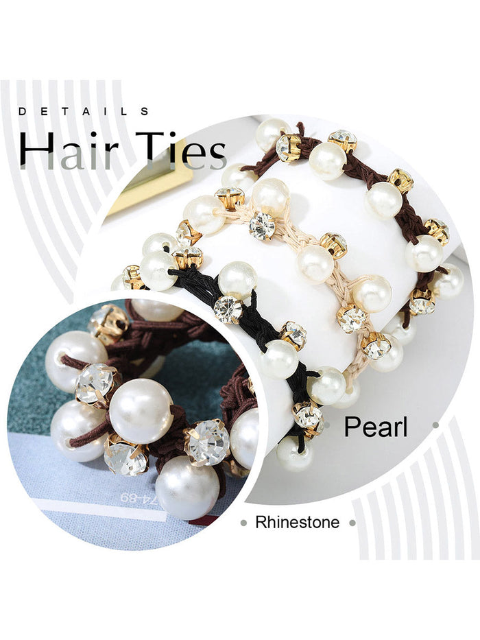 3-Pack Pearl Crystal Hair Ties