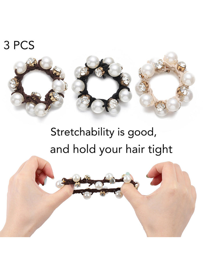 3-Pack Pearl Crystal Hair Ties