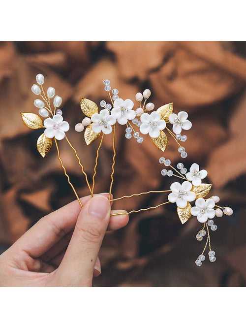 3-Pack Rhinestone Flower Wedding Hairpins