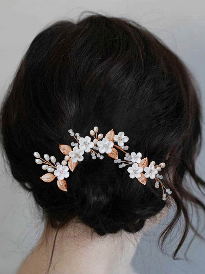 3-Pack Rhinestone Flower Wedding Hairpins