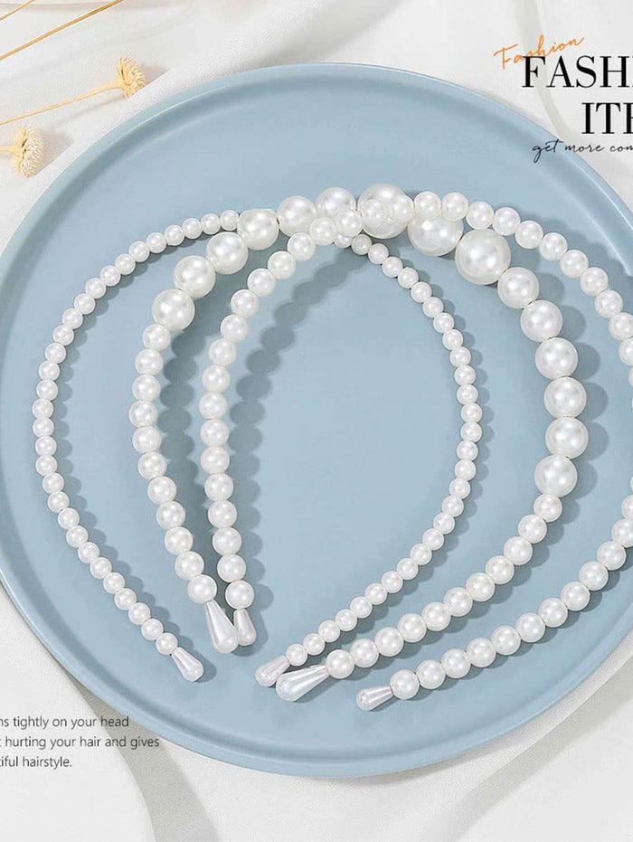 3-Pack White Pearl Headbands