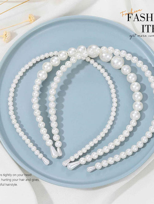 3-Pack White Pearl Headbands