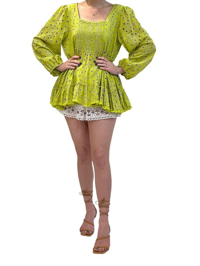 718 Cotton Lime Green Top