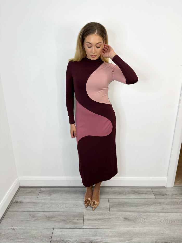 Ninetta Dress (Burgundy/Pink)