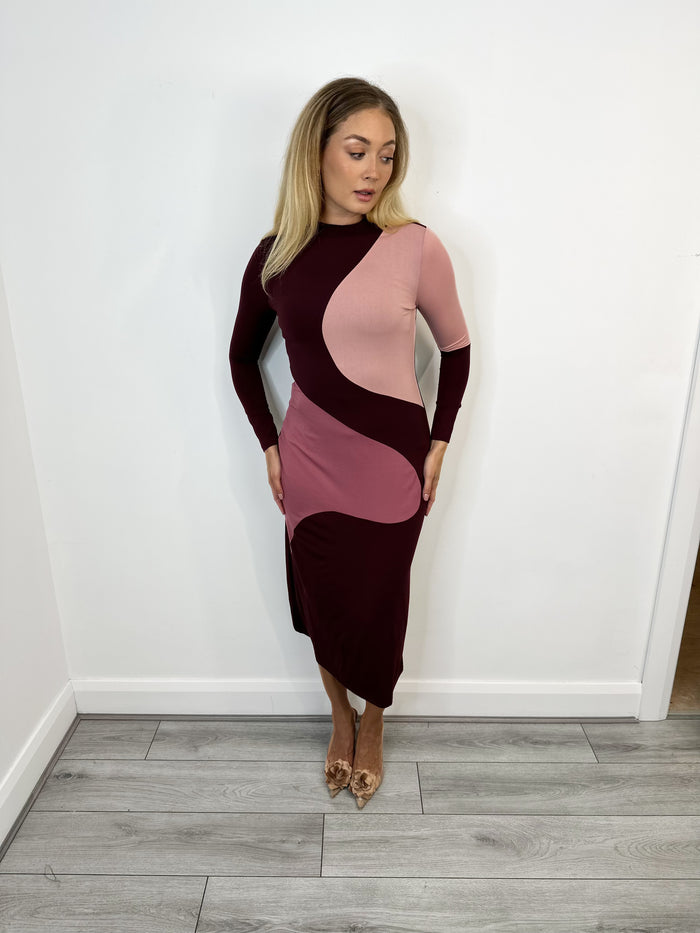 Ninetta Dress (Burgundy/Pink)