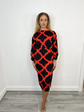 Ambra Midi Dress (Red/Black)
