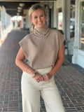 A Classic Touch Sleeveless Sweater in Oatmeal