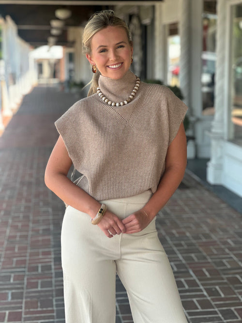 A Classic Touch Sleeveless Sweater in Oatmeal