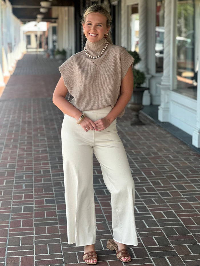 A Classic Touch Sleeveless Sweater in Oatmeal