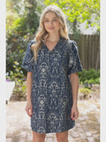 A Fine Point Navy Printed Mini Dress