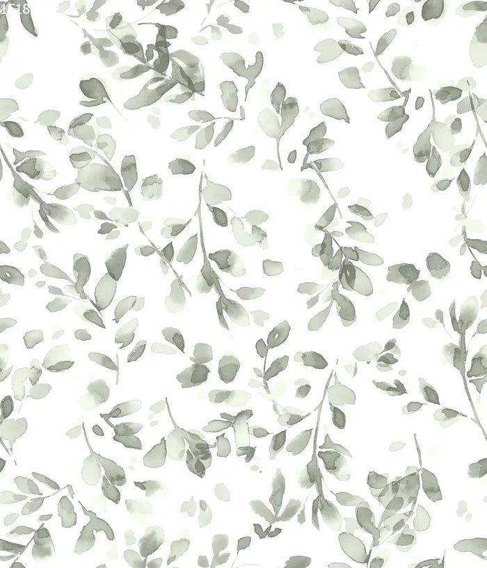 Abstract Leaves Green Off White - Family Fabrics B.V.