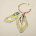 Abstract Pattern Fabric Scarf Double Bubble Chain Necklace in Light Orange
