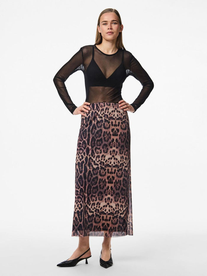 Ada High Waist Ankle Skirt (Black Leo)