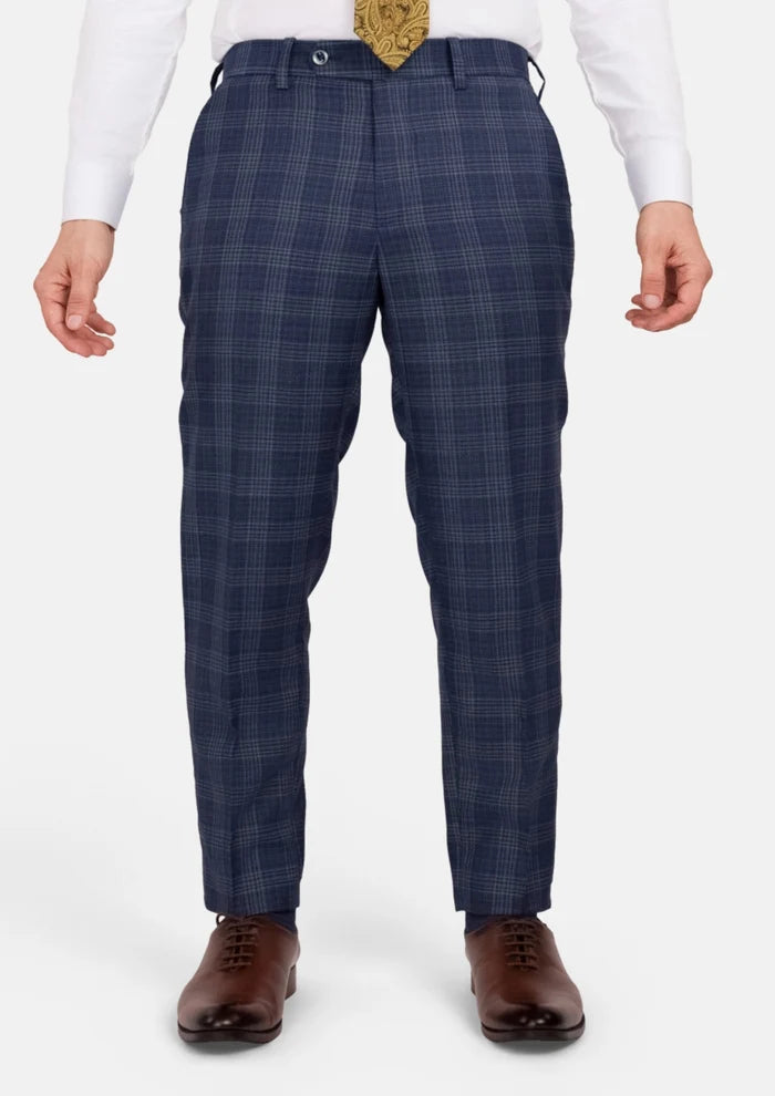 Admiral Navy Checked Pants - SARTORO