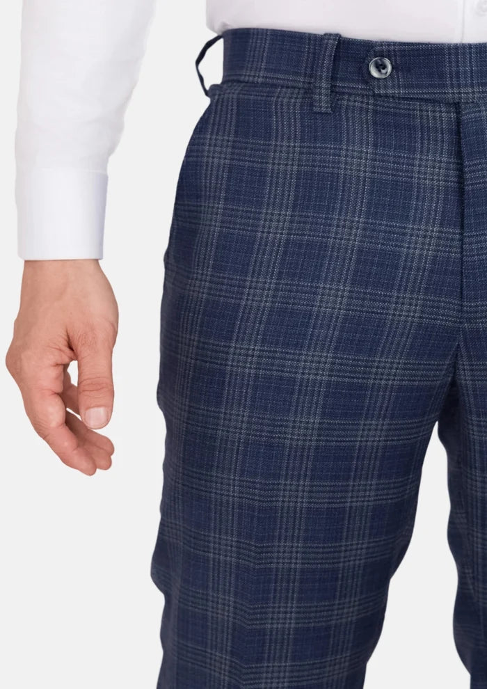 Admiral Navy Checked Pants - SARTORO