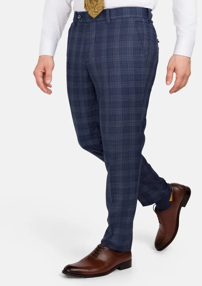 Admiral Navy Checked Pants - SARTORO