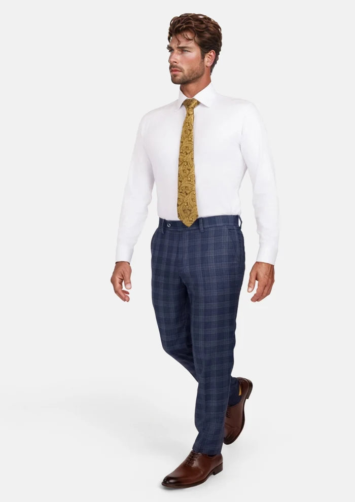 Admiral Navy Checked Pants - SARTORO