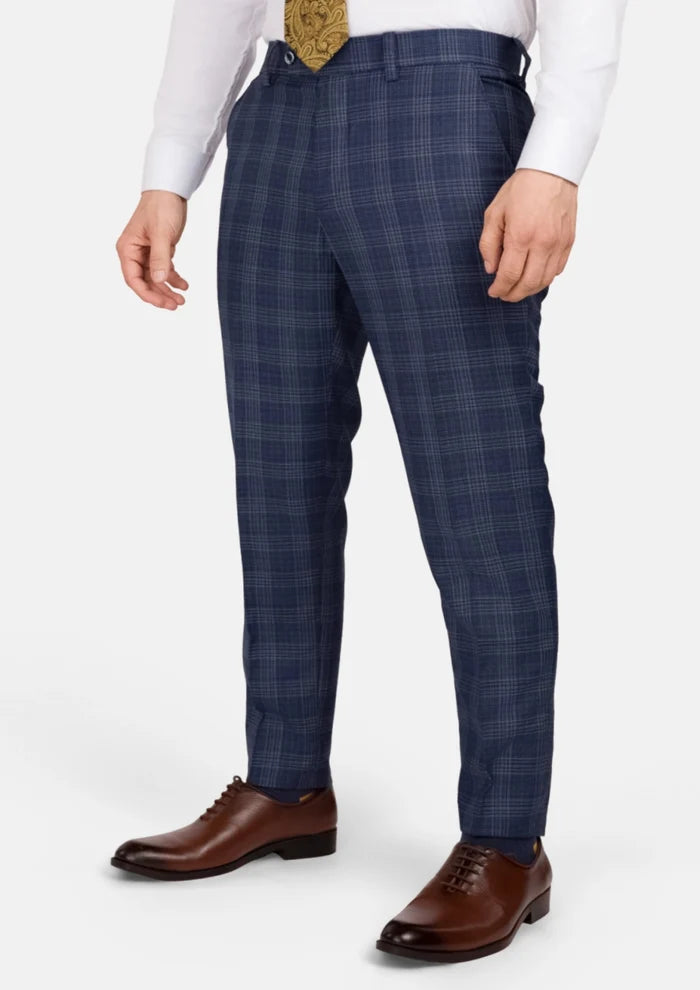 Admiral Navy Checked Pants - SARTORO