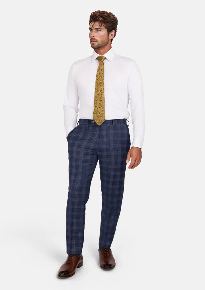 Admiral Navy Checked Pants - SARTORO