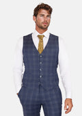 Admiral Navy Checked Vest - SARTORO