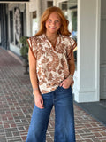 All The Right Moves Brown Printed Top