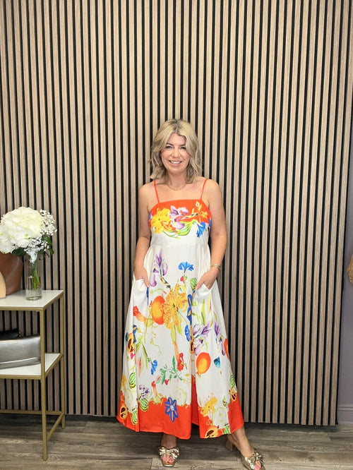 Alma Midi Summer Dress (Orange)