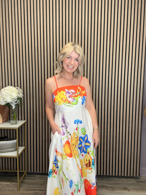 Alma Midi Summer Dress (Orange)