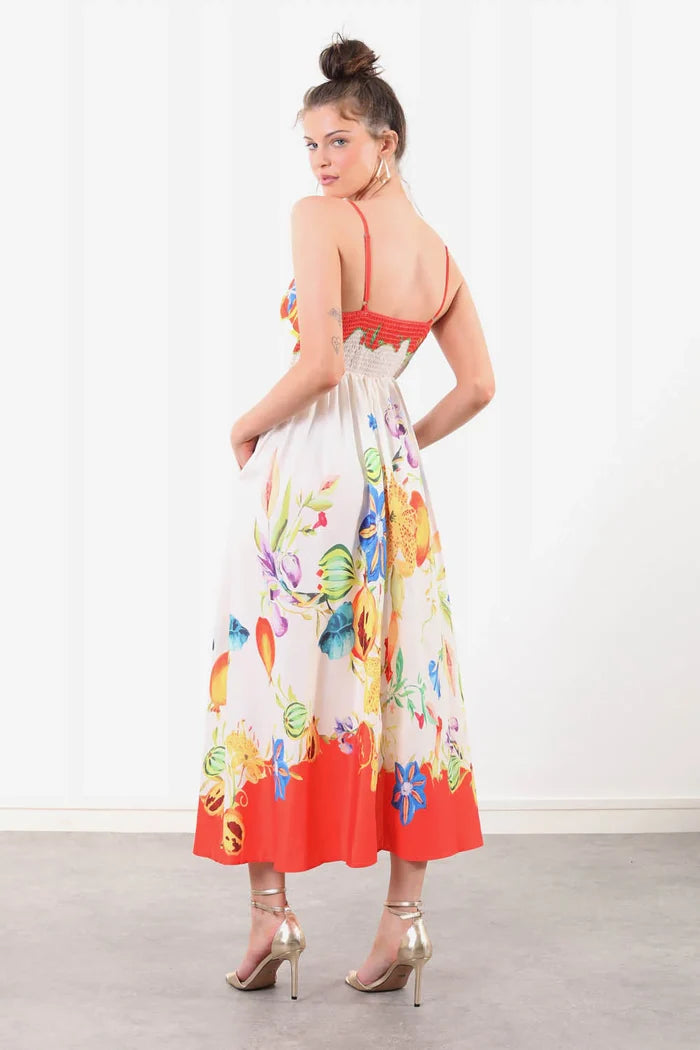 Alma Midi Summer Dress (Orange)