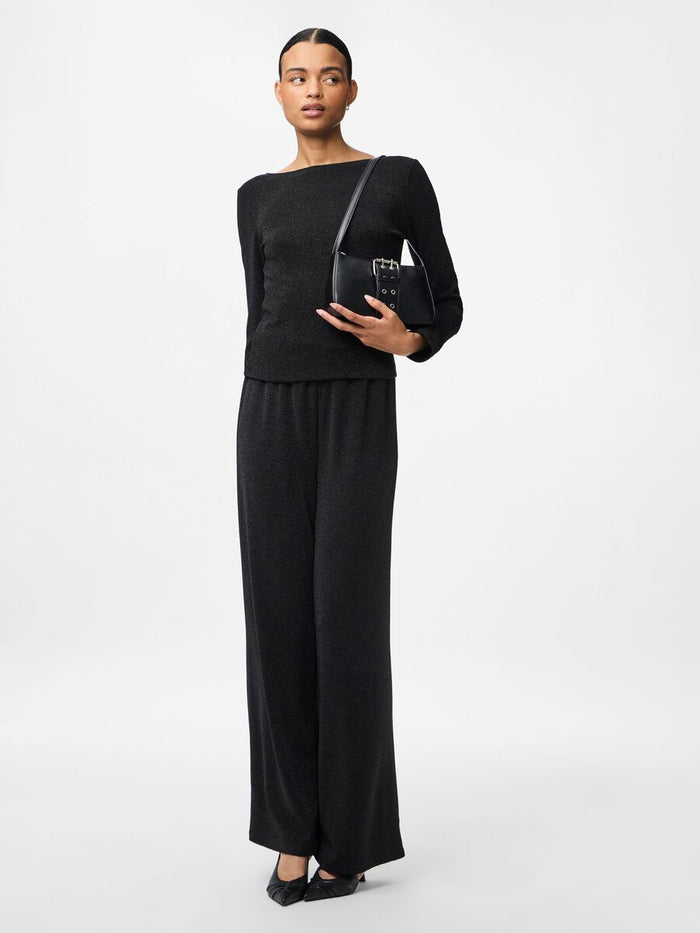 Ana Glitter Wide Leg Pants (Black/Black Lure)
