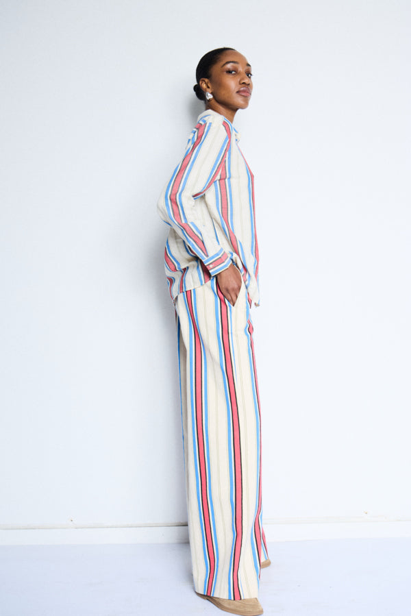 Anna Wide Leg Trousers (Blue/Red)