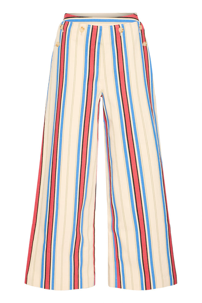 Anna Wide Leg Trousers (Blue/Red)