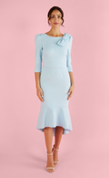 Arabella Waterfall Hem Dress (Pale Blue)