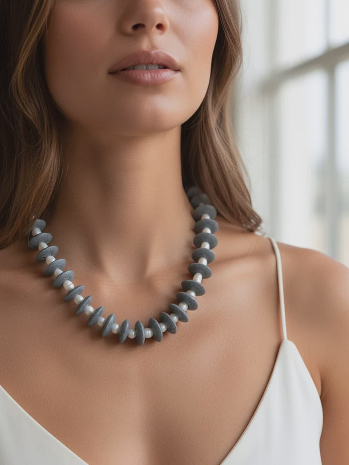 Ashanti Glass and Pearl Beaded Necklace