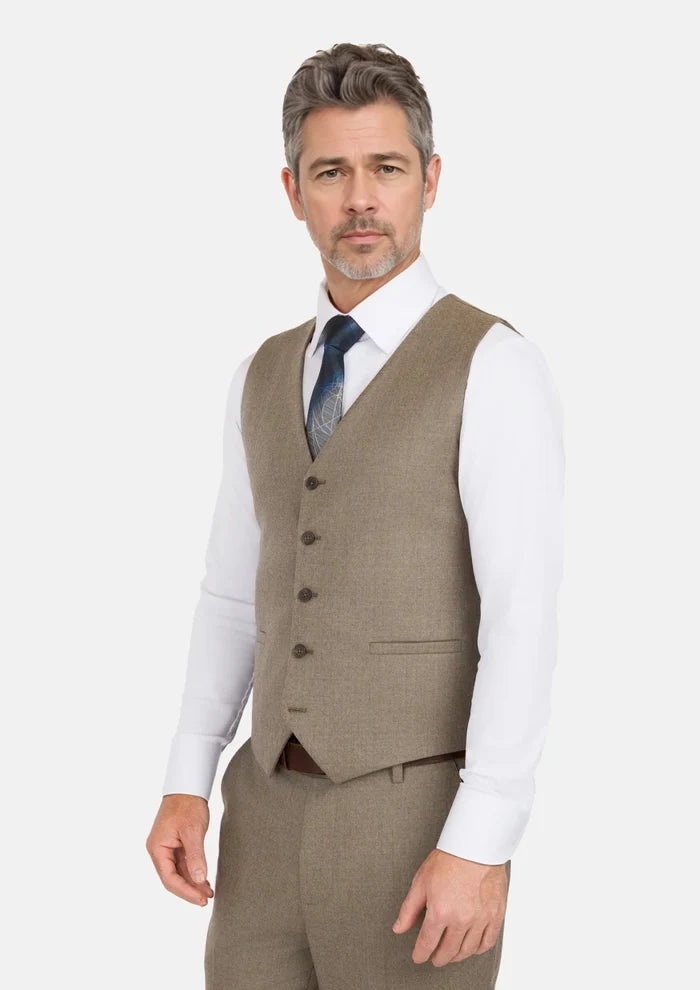 Astoria Brown Flannel Vest - SARTORO