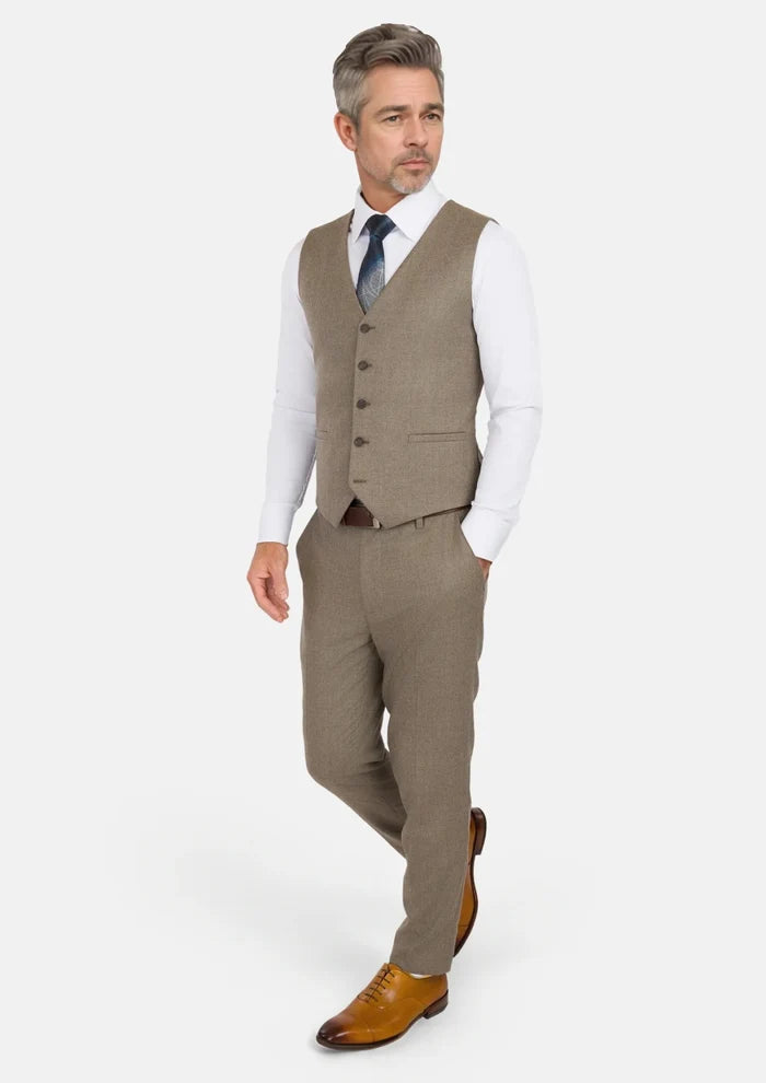 Astoria Brown Flannel Vest - SARTORO