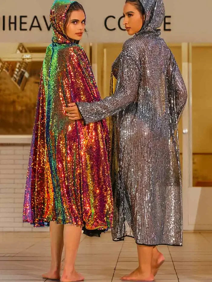 Autumn New Fashion Sequins Long Sleeve Poncho