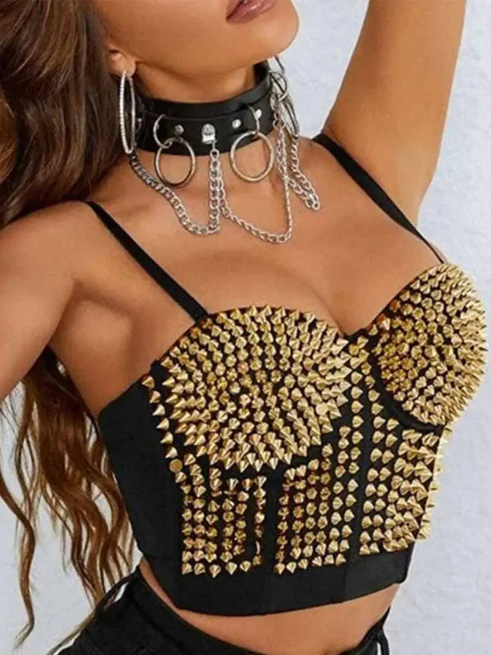 Avant-garde Style Women's Punk Skinny Diamond Rhinestone Bra