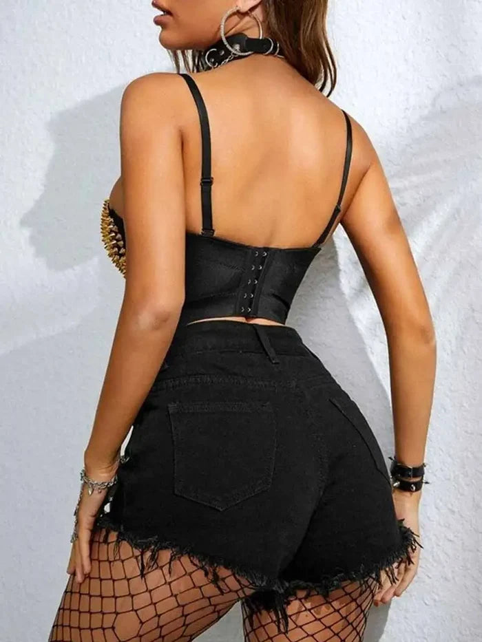 Avant-garde Style Women's Punk Skinny Diamond Rhinestone Bra