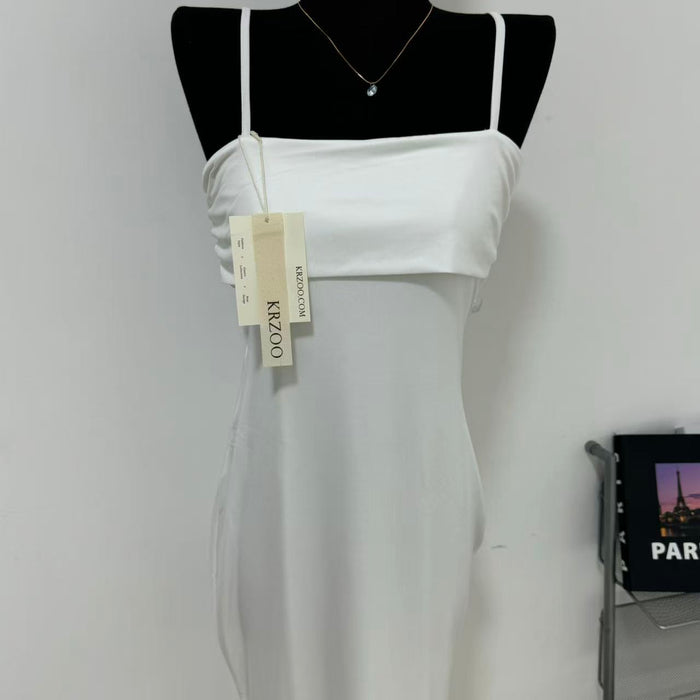 Backless halter-neck solid-color dress