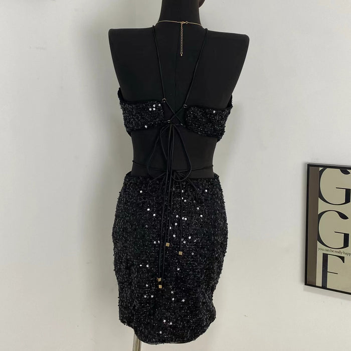 Backless Sequined Dress