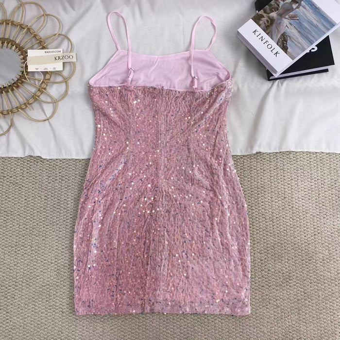 Backless Sequined Glitter Dress