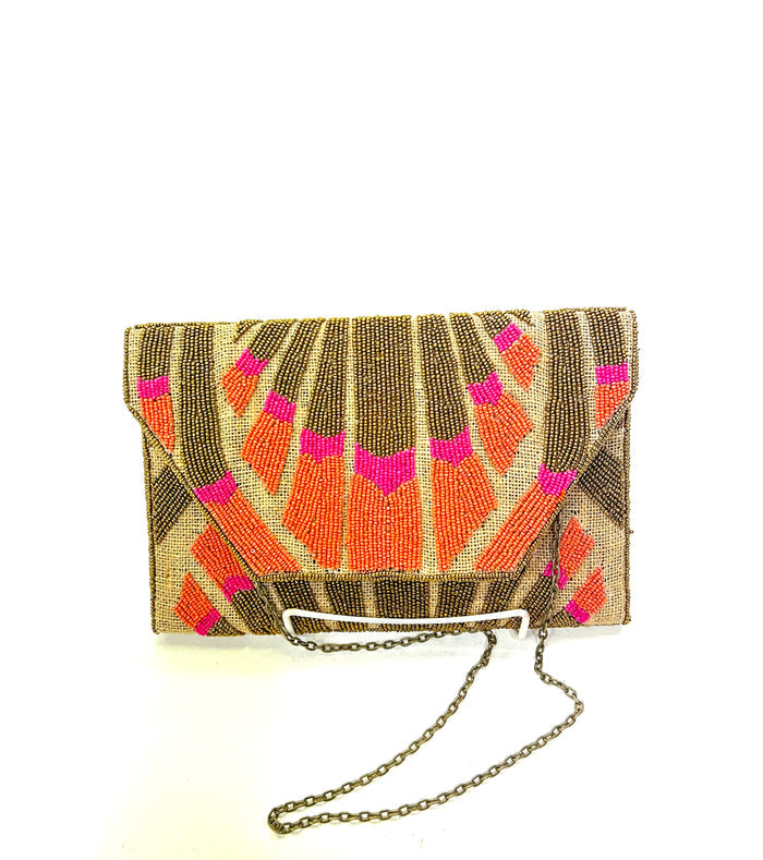 Beaded clutch, natural elements, beads, stones- hand made.